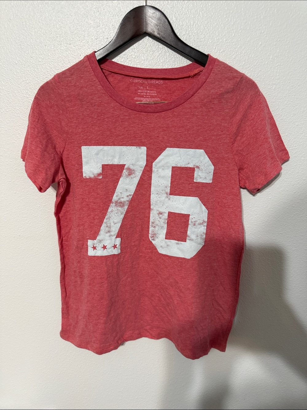 Corey & Threads Red '76' Graphic Crewneck Tee